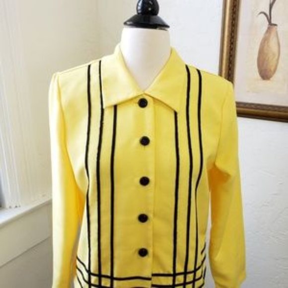 🎈Vintage Sag Harbor ~ Yellow Striped Jacket~Sz 6P - Picture 3 of 3